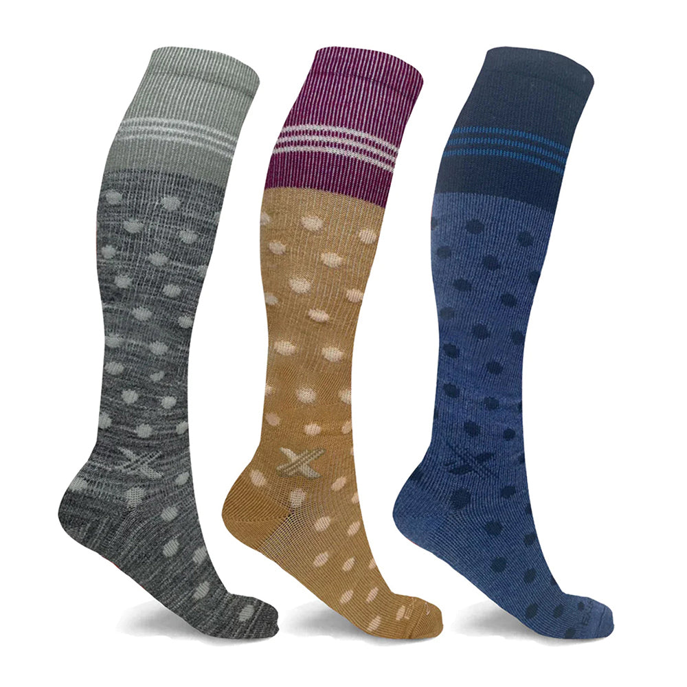 3-Pack: Premium Merino Wool Compression Boot Socks - Designed for Winter, Hiking, Camping, Snowboarding, Skiing