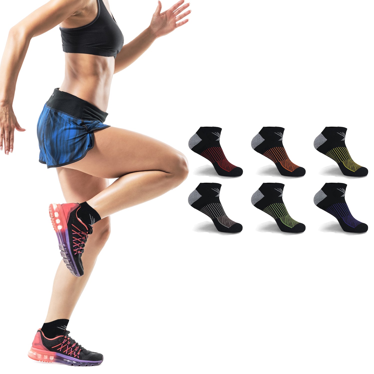 Elite Super Lite Cushioned Recovery And Performance Ankle Socks (6-Pairs)