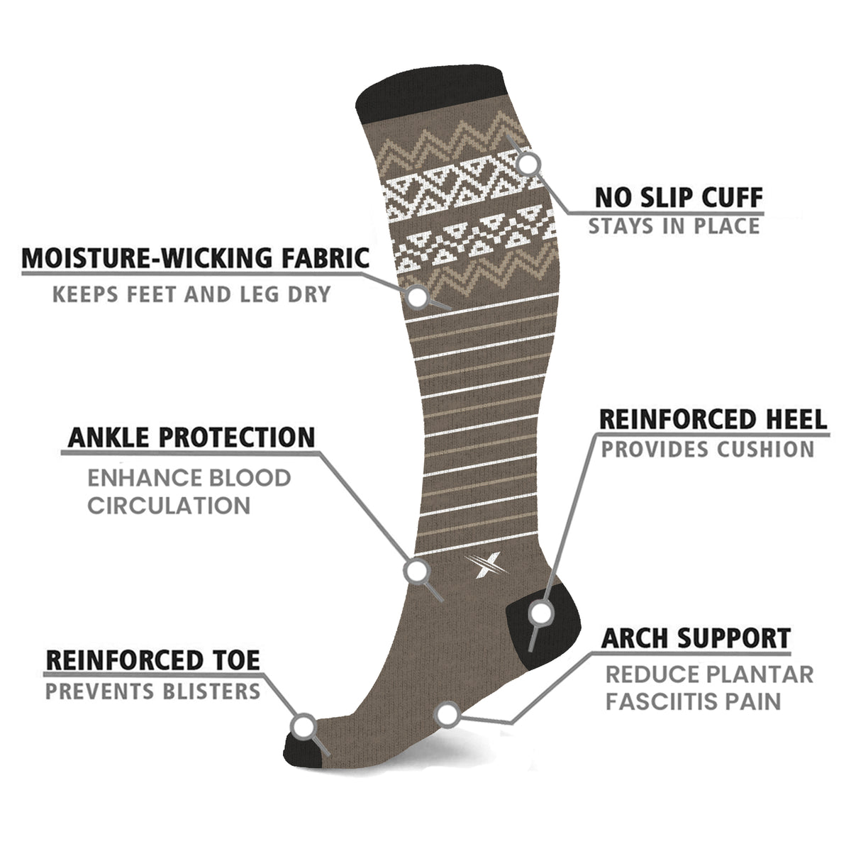 Premium Merino Wool Warm Knee-High Compression Boot Socks (1-Pair)
