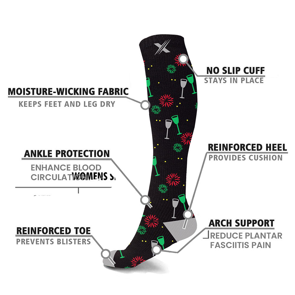 Christmas and Holiday Fun Expressive Knee High Compression Socks (1-Pair)