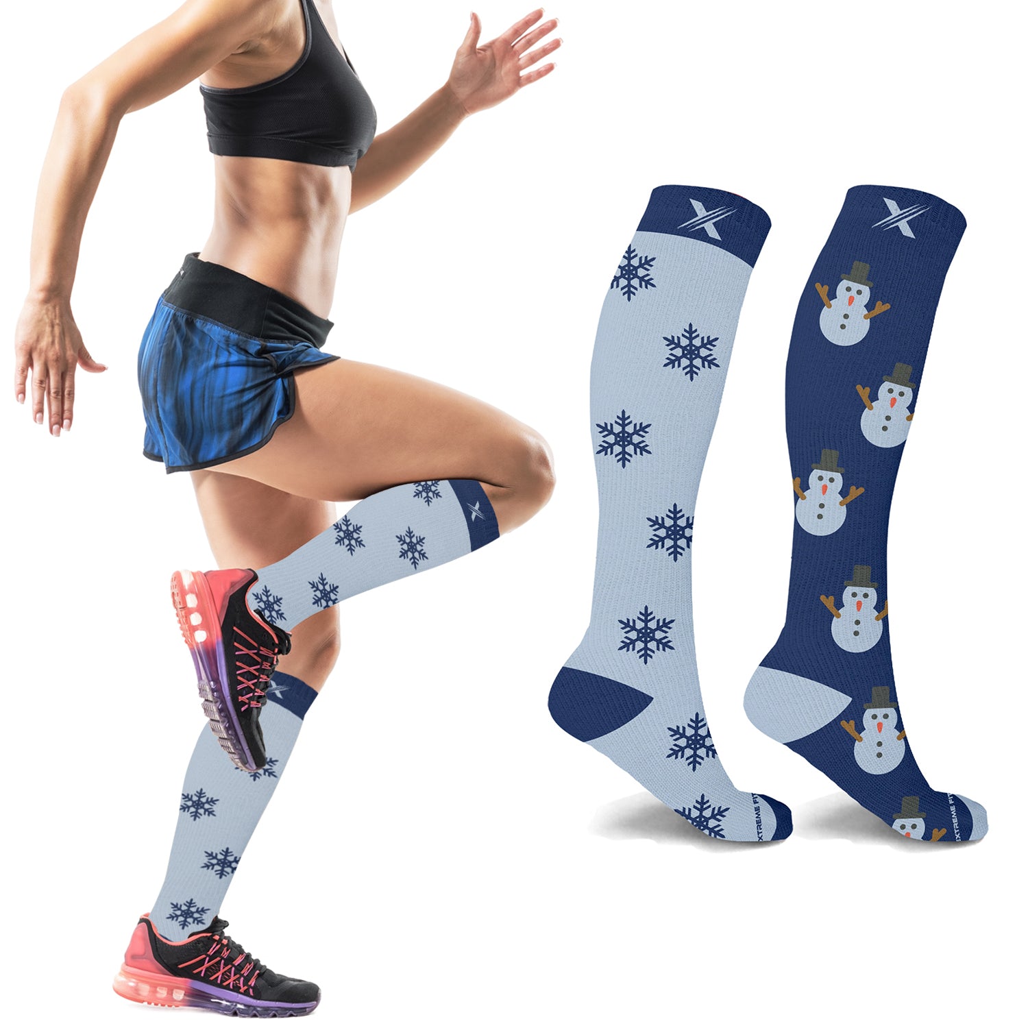 Christmas and Holiday Fun Expressive Knee High Compression Socks (1-Pair)