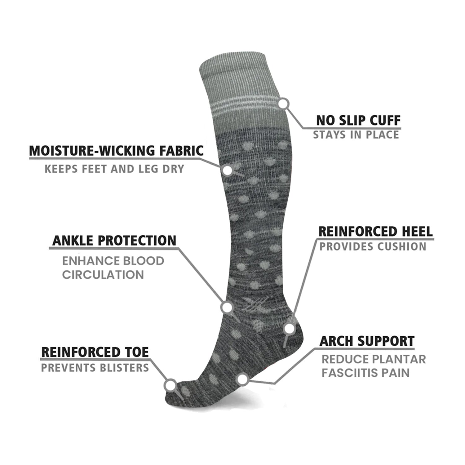 Premium Merino Wool Warm Knee-High Compression Boot Socks (1-Pair)