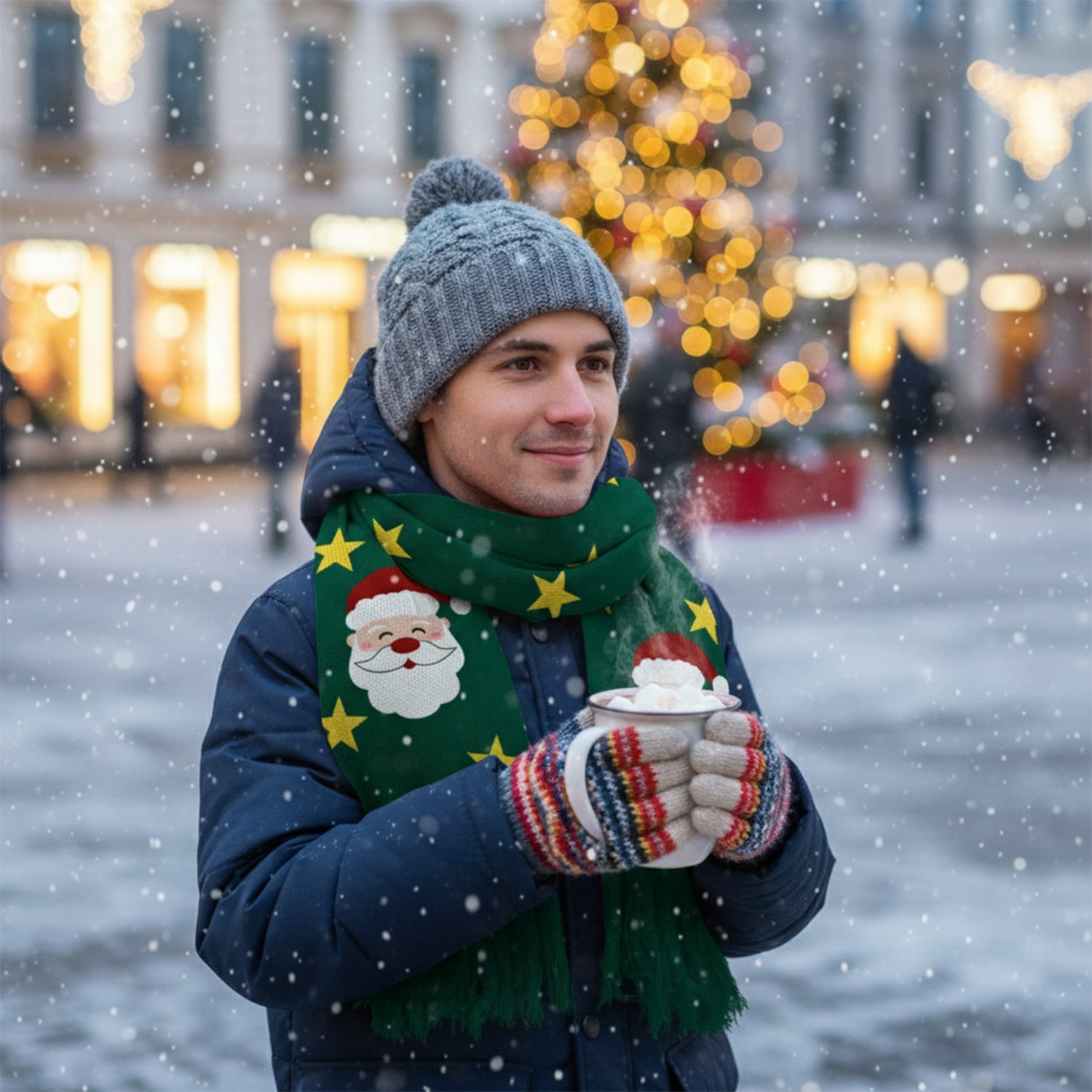 Soft and Warm Holiday Light Up Knit Scarf with 6 Bright LED Lights