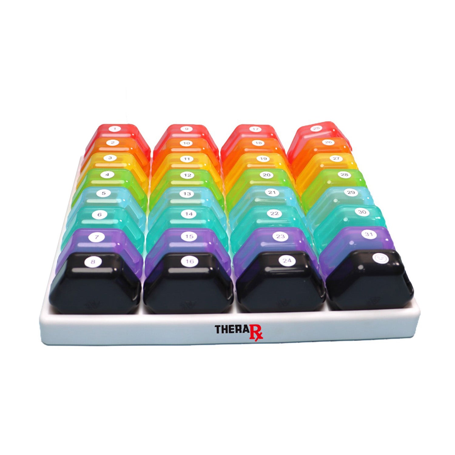 32 Colored Compartments Monthly Pill, Medicine and Vitamin Organizer with Tray