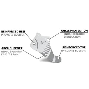 Extreme Fit - WHITE EDITION ULTRA V-STRIPED COMPRESSION SOCKS - LOW-CUT (6-PAIRS) - ANKLE-LENGTH