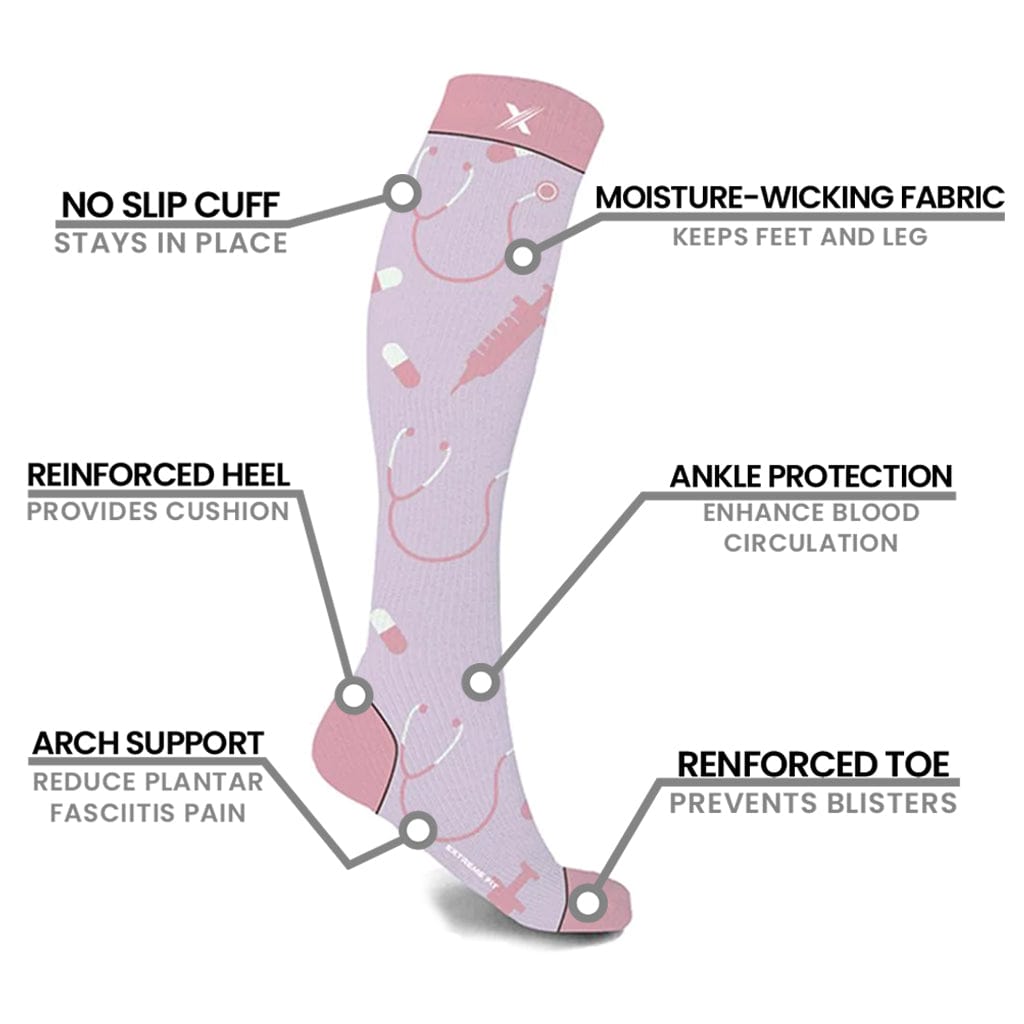 Extreme Fit - LATE SHIFTS NURSES COMPRESSION SOCKS (3-PAIRS) - KNEE-LENGTH