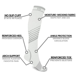 Extreme Fit - Ultra V-Striped White Edition Knee-High Compression Socks (6-Pairs) - KNEE-LENGTH