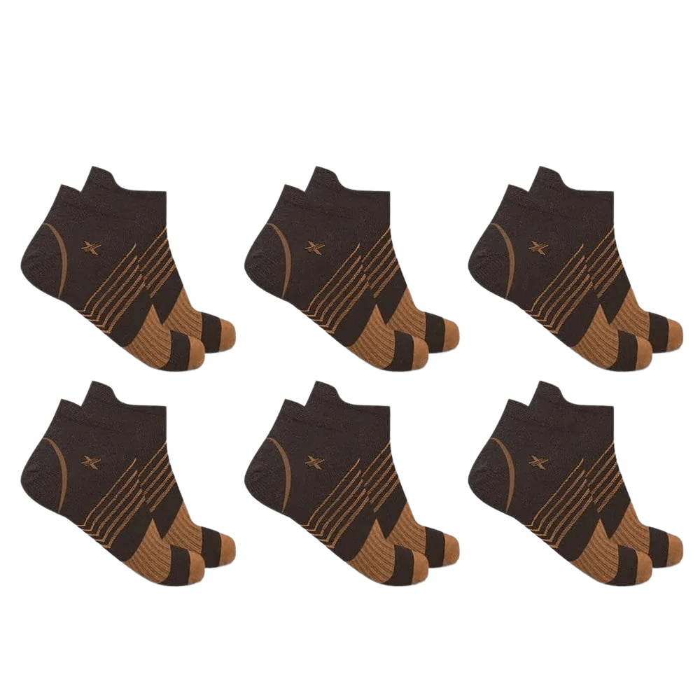 Extreme Fit - COPPER FLUX™ V-STRIPED ANKLE SOCKS (6-PAIRS) - ANKLE-LENGTH