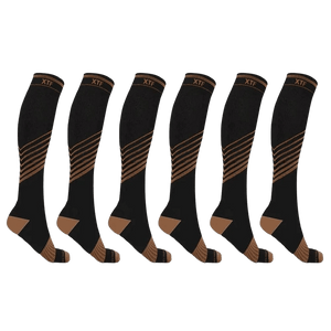 Extreme Fit - COPPER FLUX™ ULTRA V-STRIPED ENERGIZING SOCKS (6-PAIRS) - KNEE-LENGTH