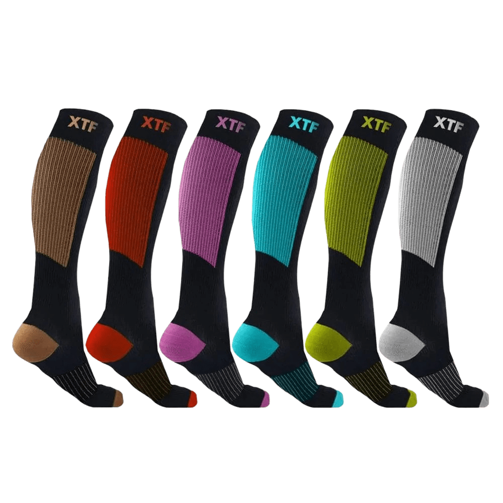 Extreme Fit - COPPER FLUX™ SOCKS - Colored (6-PAIRS) - KNEE-LENGTH