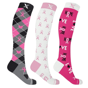 Extreme Fit - BCA AWARENESS HOPE & LOVE SOCKS (3-PAIRS) - KNEE-LENGTH