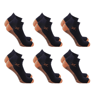 Extreme Fit - COPPER FLUX™ COMPRESSION SOCKS - Low Cut (6-PAIRS) - ANKLE-LENGTH