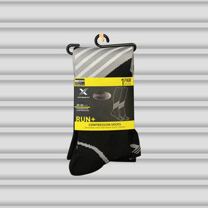Extreme Fit - RUN+ ULTRA V-STRIPED REFLECTIVE - ATHELTIC GRADE COMPRESSION SOCKS - KNEE-LENGTH