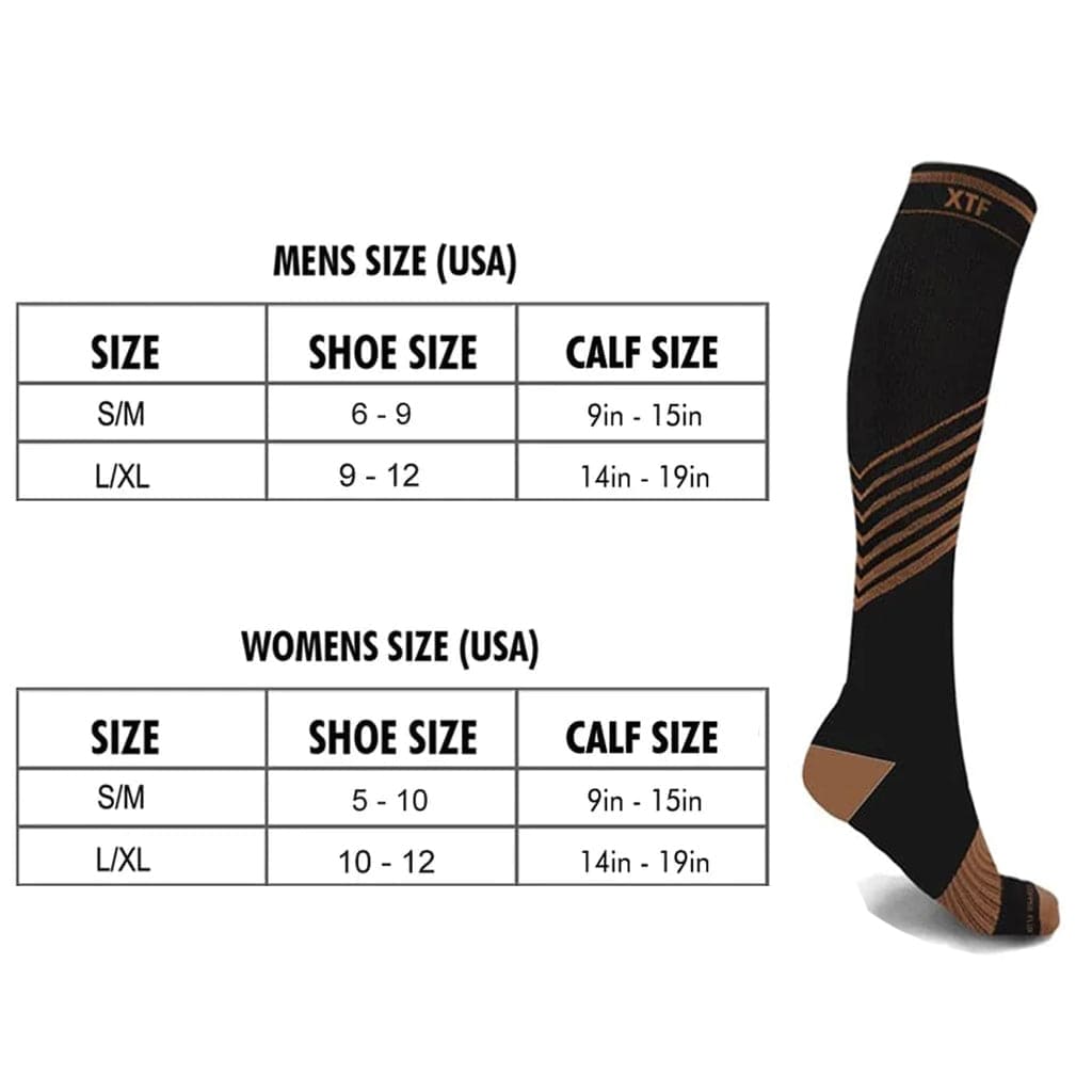 Extreme Fit - COPPER FLUX™ ULTRA V-STRIPED ENERGIZING SOCKS (6-PAIRS) - KNEE-LENGTH