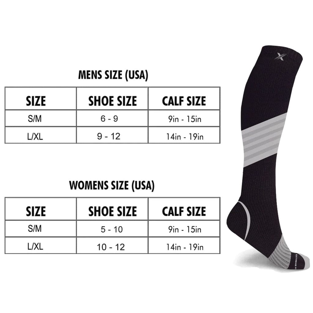 Extreme Fit - RUN+ ULTRA V-STRIPED REFLECTIVE - ATHELTIC GRADE COMPRESSION SOCKS - KNEE-LENGTH