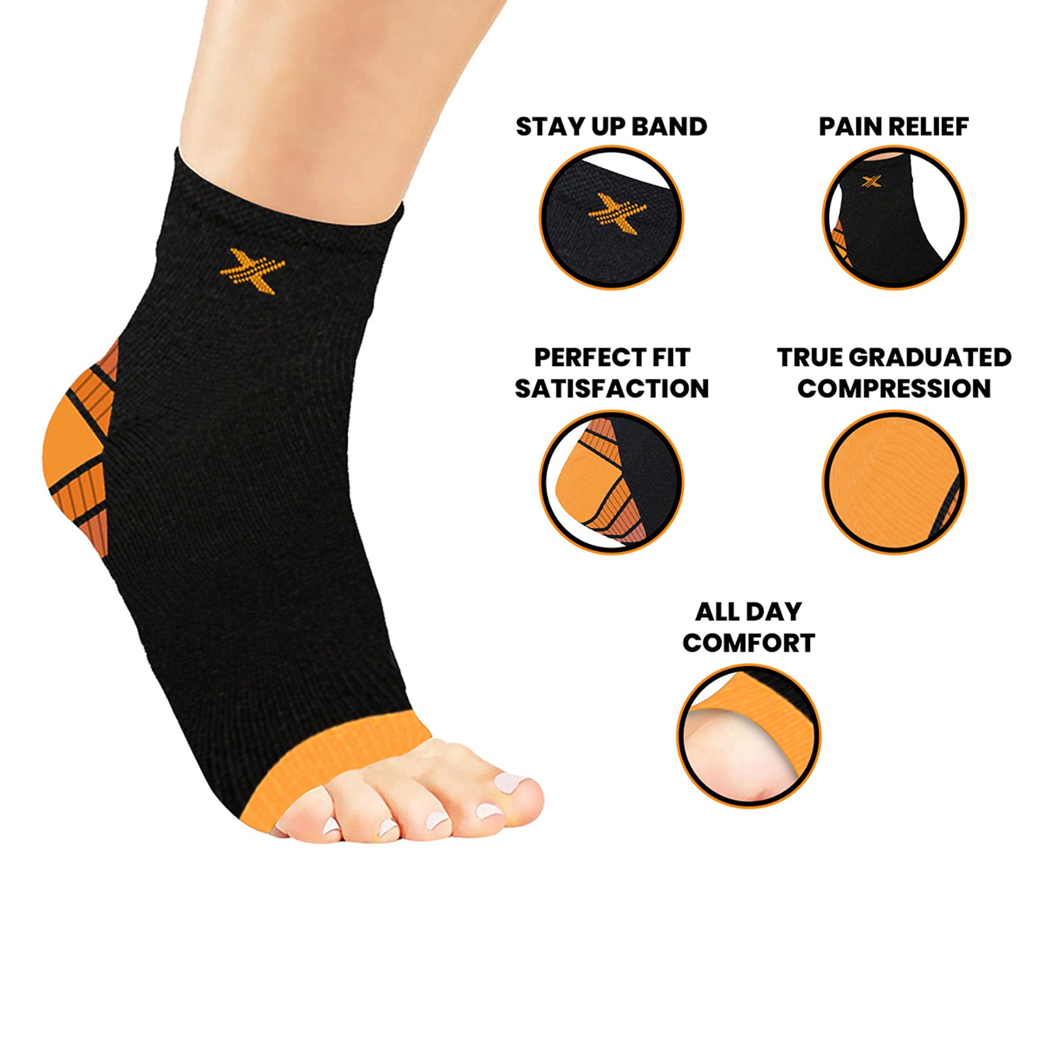 3-Pairs: Elite Lightweight Ankle Support Compression Pain Relief Sleeves