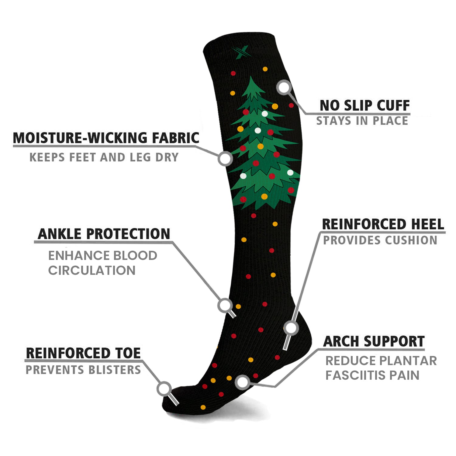 Christmas and Holiday Fun Expressive Knee High Compression Socks