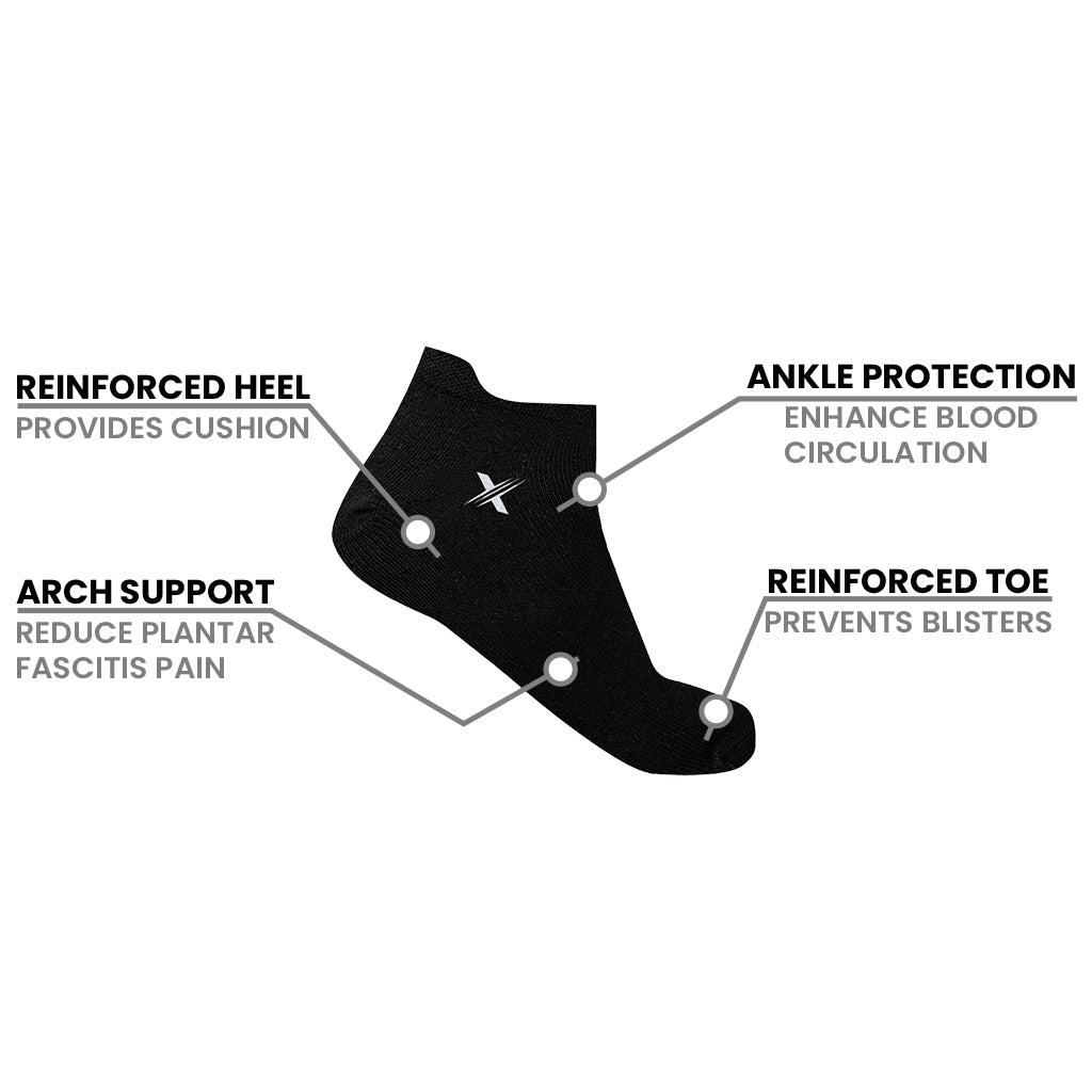 Superlite Cushion  Low-Cut  Ankle Plantar Fasciitis Arch Support Socks (3-Pairs)