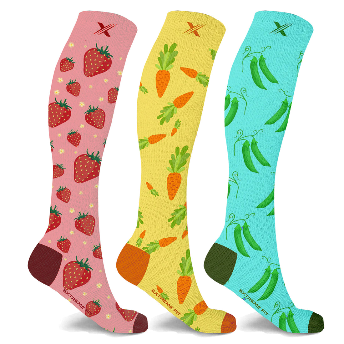 Fruity Fun Knee High Compression Socks (3 Pairs)