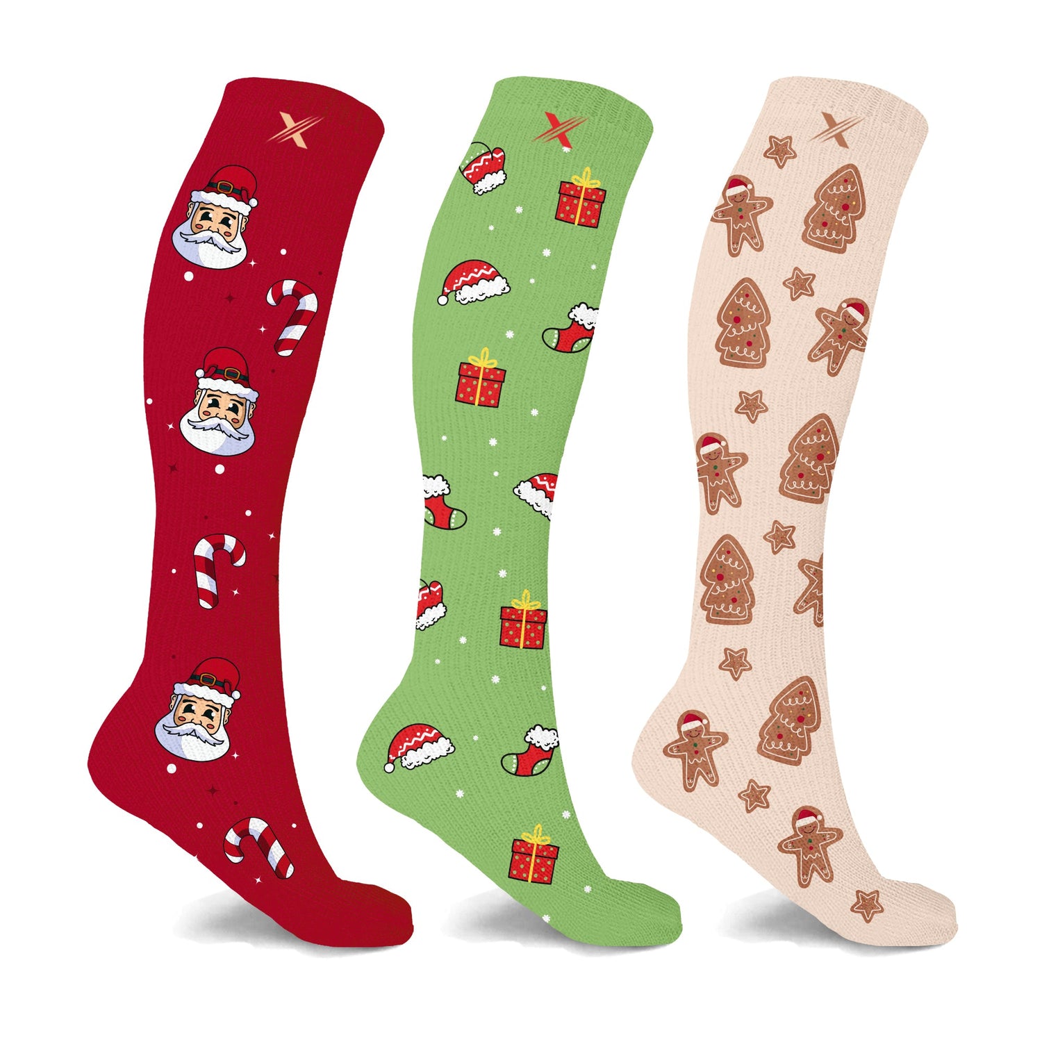 3-Pack: Holiday Fun Knee High Compression Socks