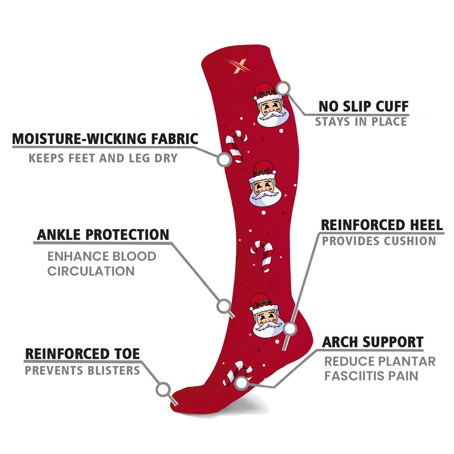 3-Pack: Holiday Fun Knee High Compression Socks