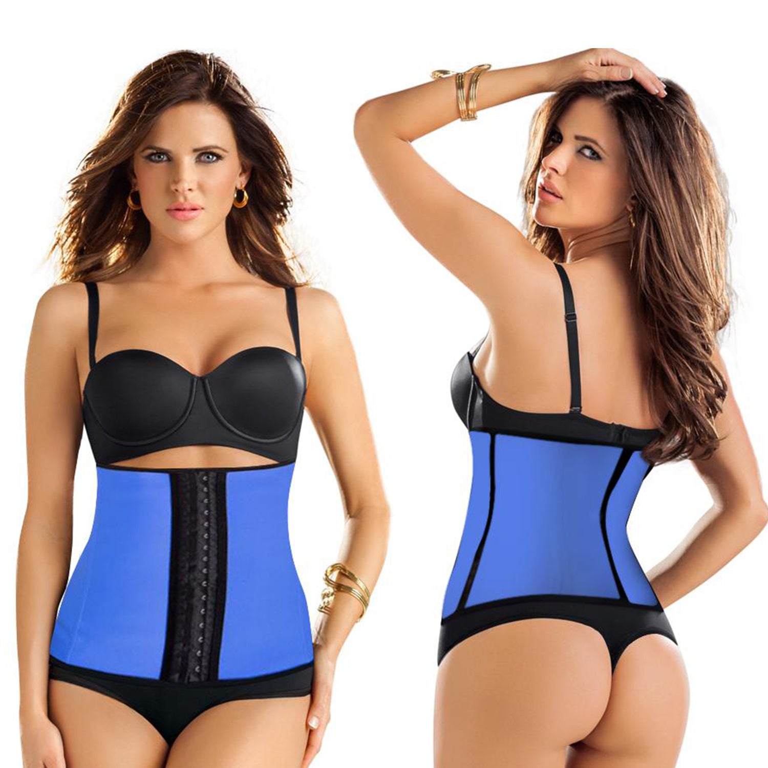 Women's Underbust Corset Cincher Body Shaper Girdle Waist Shapewear Corset Blue Medium/Large
