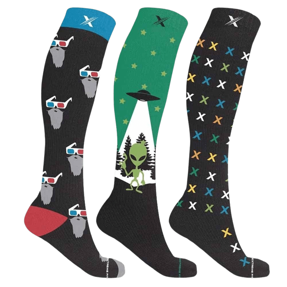 Extreme Fit - GLOW IN THE DARK COMPRESSION SOCKS (3-PAIRS) - KNEE-LENGTH