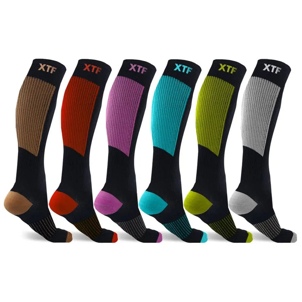 6-Pair Knee High Compression Socks for Men and Women - made for