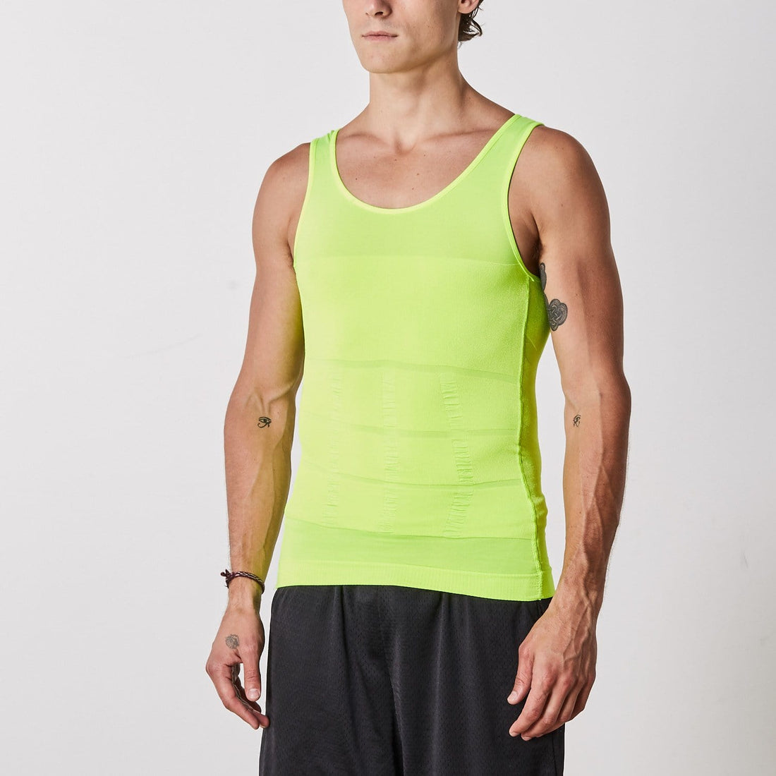 Extreme Fit Men's Core Support and Insta Trim Shapewear Gynecomastia  Compression Tank Top Undershirt, Lime, Small