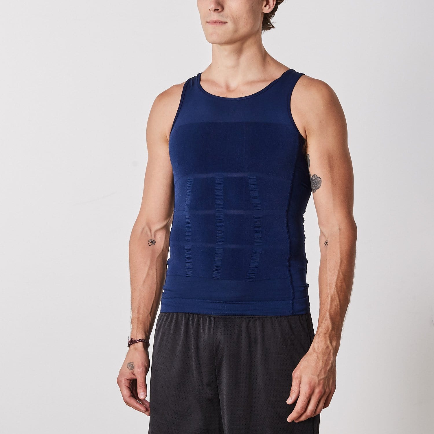 Seamless Men's Tank Top Underwear Transparent Shirt Men's Body Sculpting  Fitness V Neck Thin Sleeveless 4XL (Color : Light Blue, Size : Large)