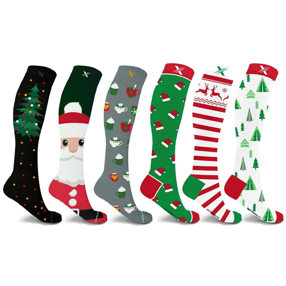 Extreme Fit - HOLIDAY COLLECTION COMPRESSION SOCKS (6-PAIRS) - KNEE-LENGTH
