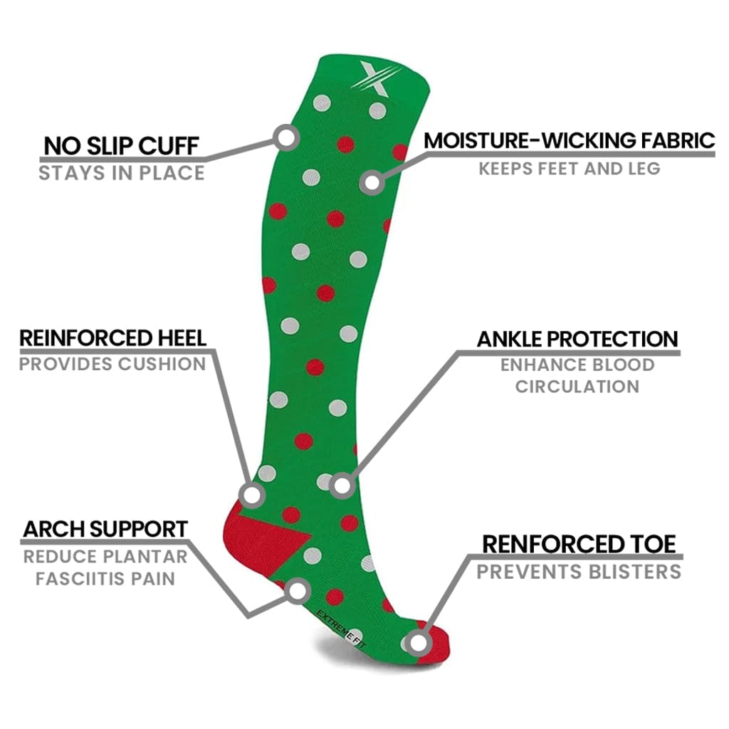 Extreme Fit - FESTIVE POLKADOTS COMPRESSION SOCKS (3-PAIRS) - KNEE-LENGTH