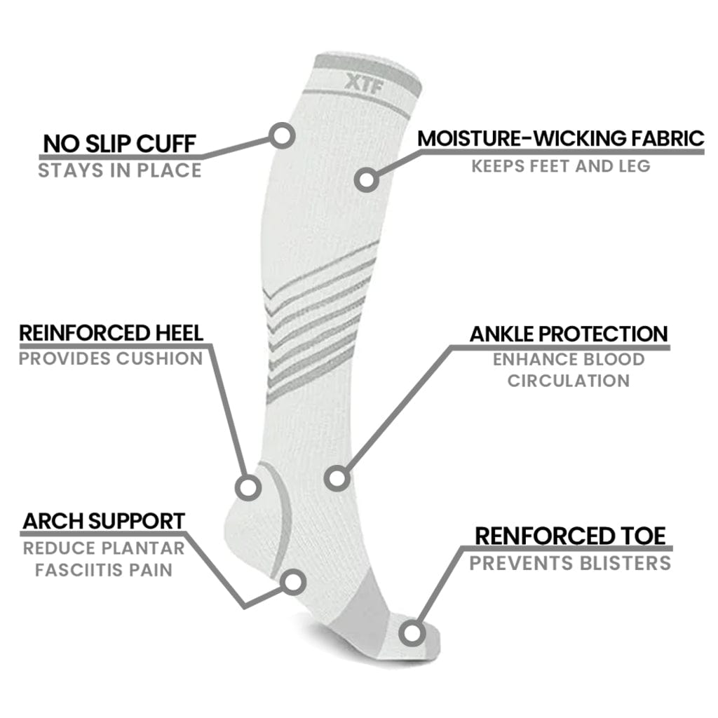 Extreme Fit - Ultra V-Striped White Edition Knee-High Compression Socks (6-Pairs) - KNEE-LENGTH