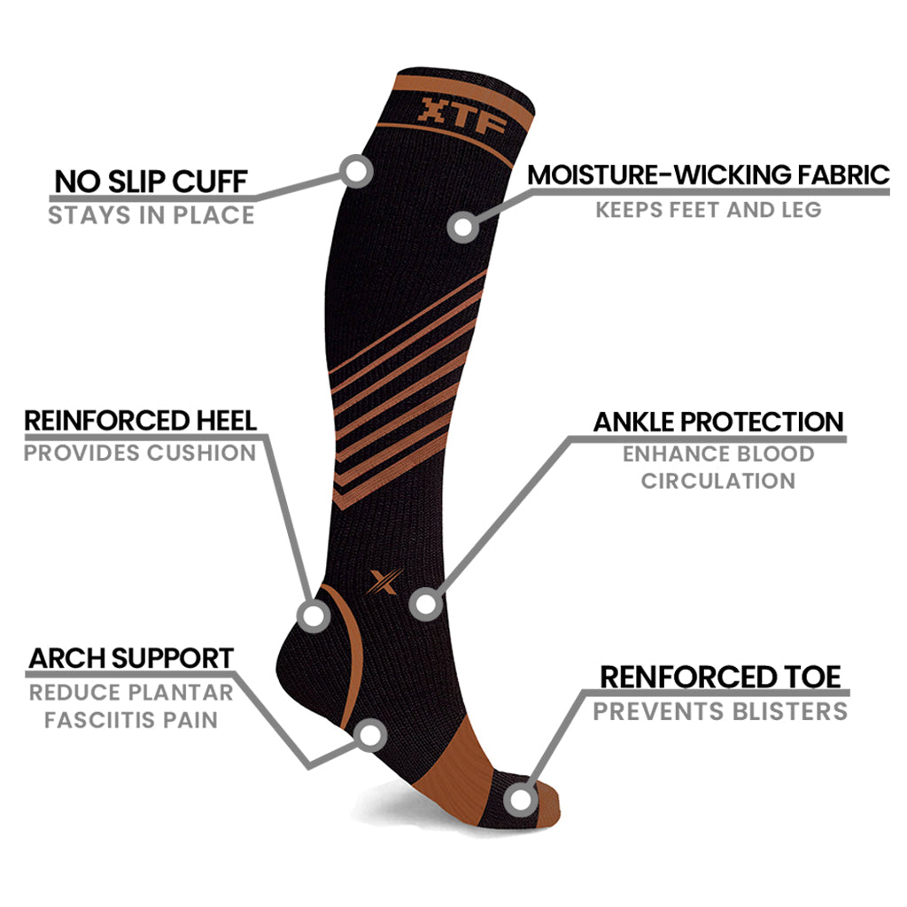 Extreme Fit Reflective Knee High Compression Socks Pair, Back Stripes -  9940150