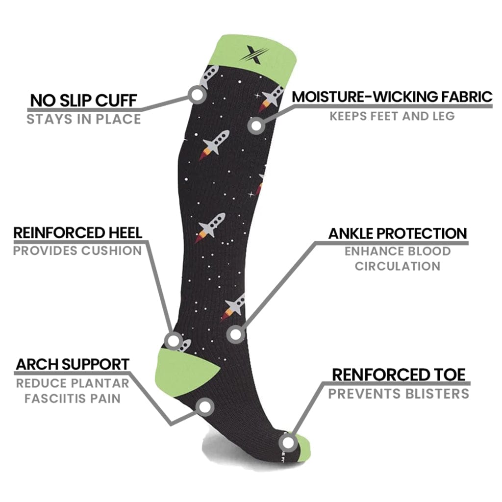 Extreme Fit - GLOW IN THE DARK COMPRESSION SOCKS (3-PAIRS) - KNEE-LENGTH