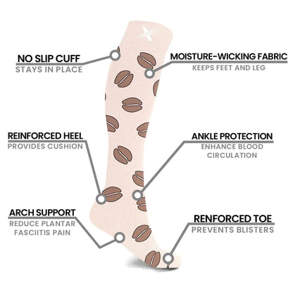Extreme Fit - MISMATCHED: COFFEE COMPRESSION SOCKS - KNEE-LENGTH