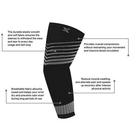 Extreme Fit - V-Striped Support Ankle Compression Pain Relief Recovery Sleeves (1-Pair) - ELBOW SLEEVES