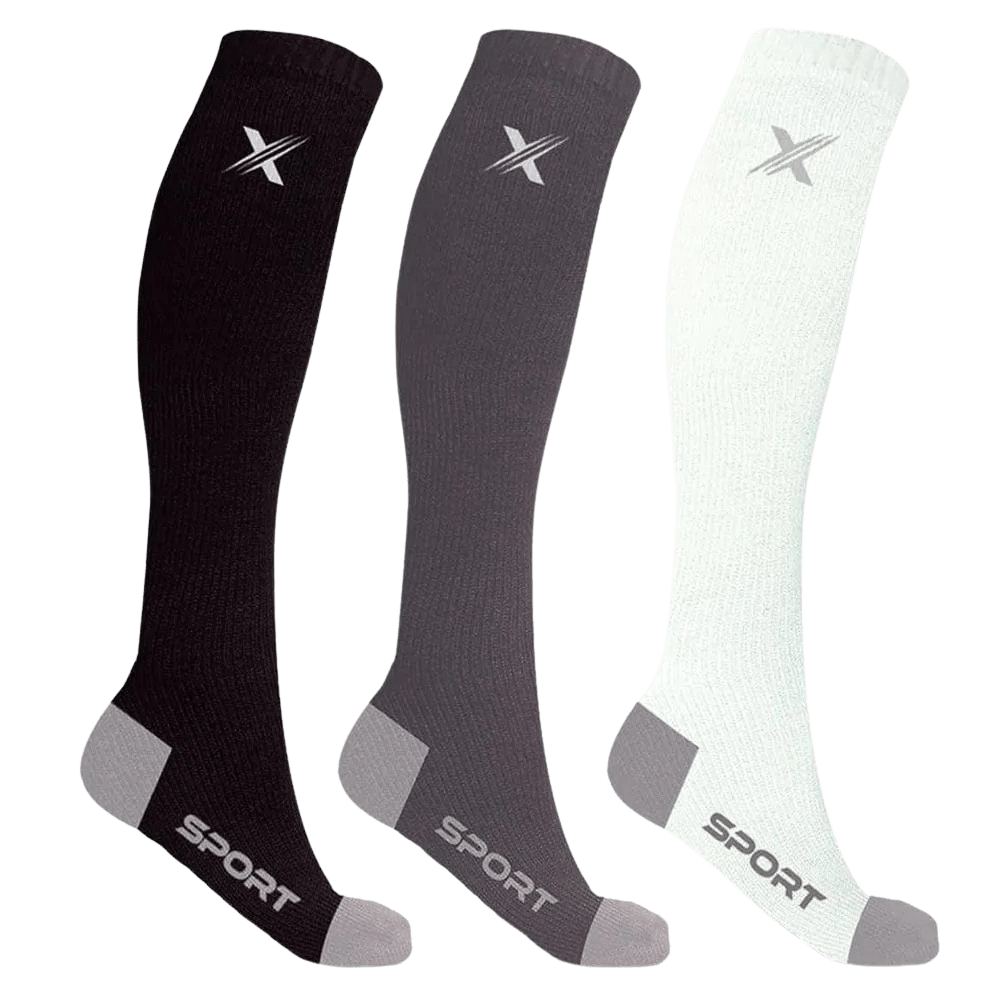 Run+ Blk/gry/wht - Atheltic Grade Compression Socks (3-Pairs)