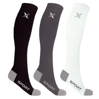 Run+ Blk/gry/wht - Atheltic Grade Compression Socks (3-Pairs)