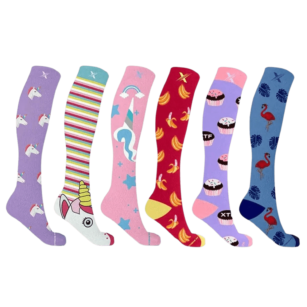 Extreme Fit - UNICORN COLLECTION COMPRESSION SOCKS (6-PAIRS) - KNEE-LENGTH