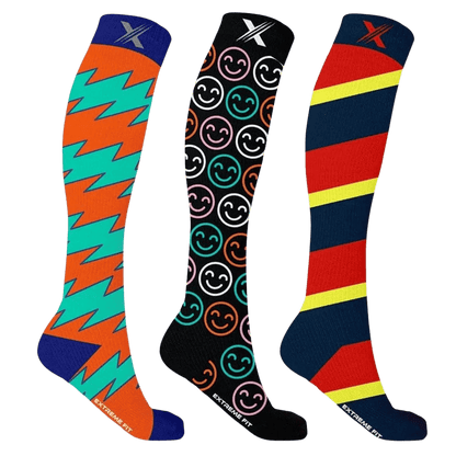 Extreme Fit - FESTIVAL PACK COMPRESSION SOCKS (3-PAIRS) - KNEE-LENGTH