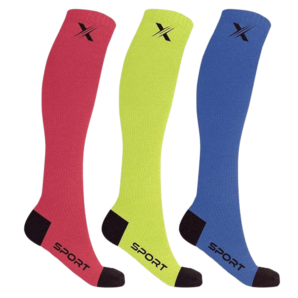 Run+ Red/neon/blue - Atheltic Grade Compression Socks (3-Pairs)