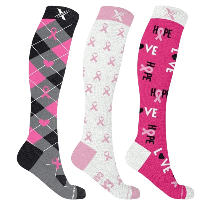 BCA Awareness Knee High Compression Socks (3-Pairs) Love and Hope