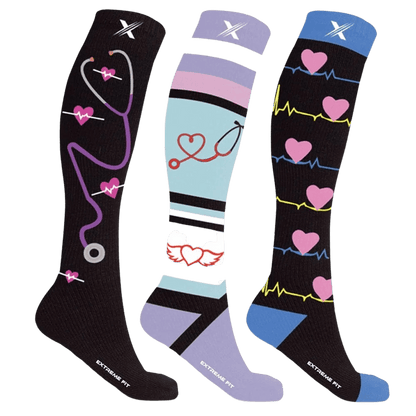 Extreme Fit - LOVE &amp; CARE COMPRESSION SOCKS (3-PAIRS) - KNEE-LENGTH
