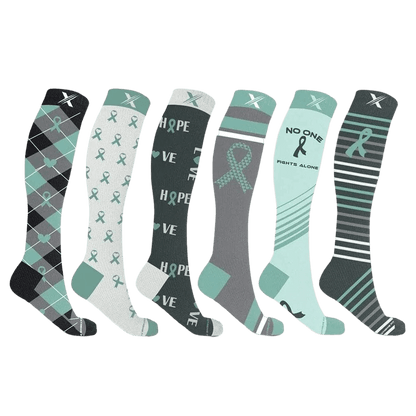 Extreme Fit - OVARIAN CANCER AWARENESS SOCKS (6-PAIRS) - KNEE-LENGTH