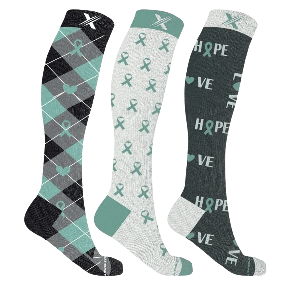 Ovarian Cancer Awareness - Love &amp; Hope Socks (3-Pairs)