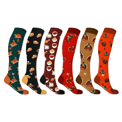 Extreme Fit - THANKSGIVING COMPRESSION SOCKS (6-PAIRS) - KNEE-LENGTH