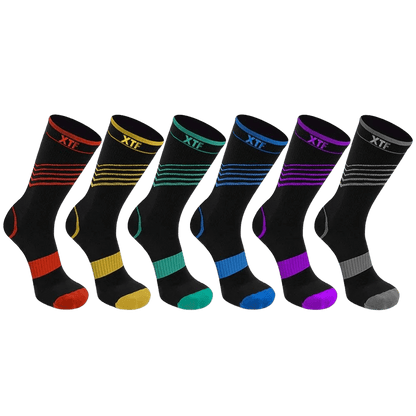 Extreme Fit - ULTRA V-STRIPED CREW-LENGTH COMPRESSION SOCKS (6-PAIRS) - CREW-LENGTH