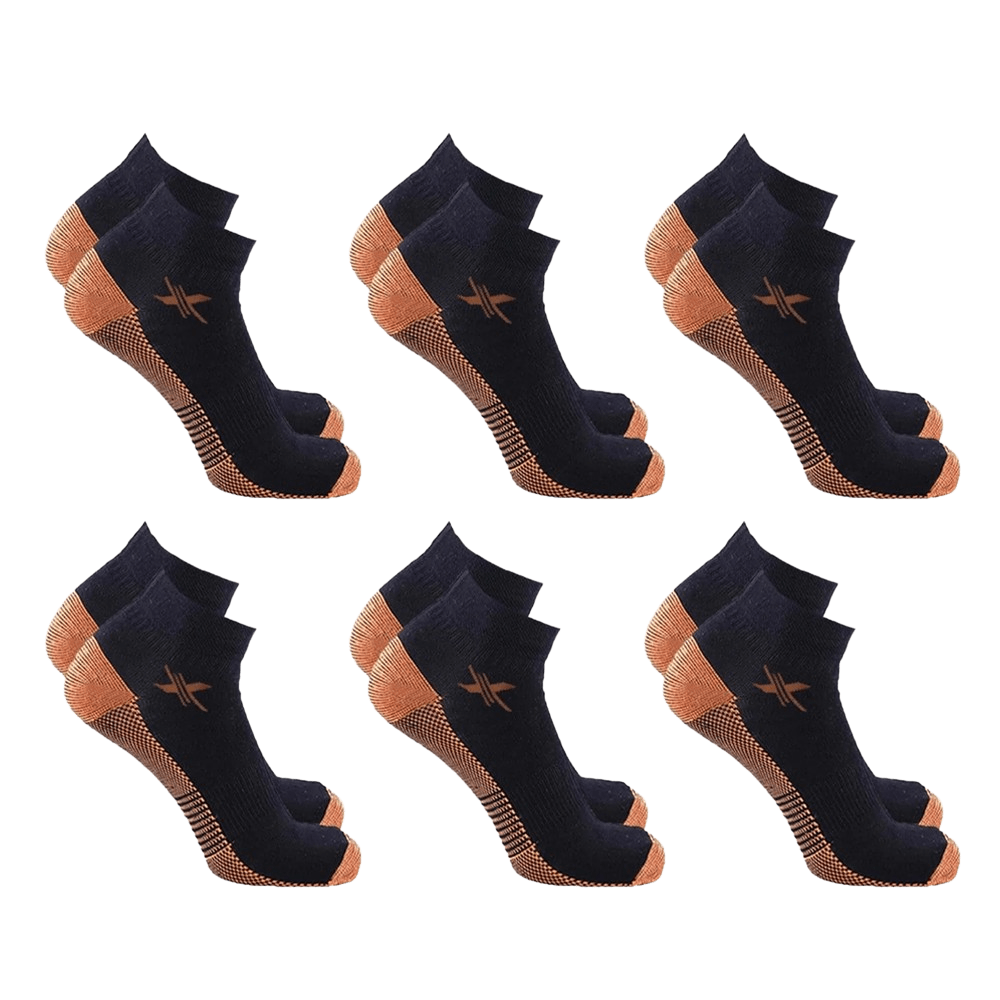 Extreme Fit - COPPER FLUX™ COMPRESSION SOCKS - Low Cut (6-PAIRS) - ANKLE-LENGTH