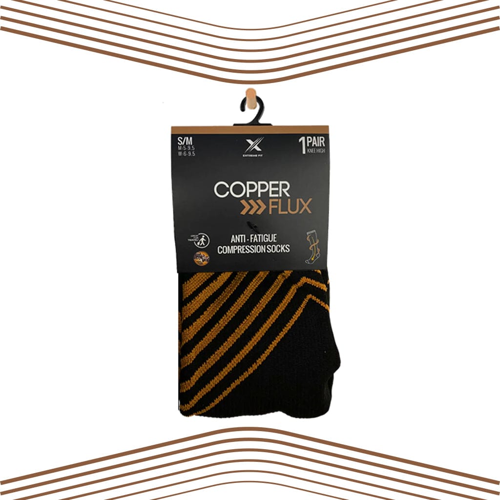 Extreme Fit - COPPER FLUX™ ULTRA V-STRIPED ENERGIZING SOCKS (6-PAIRS) - KNEE-LENGTH